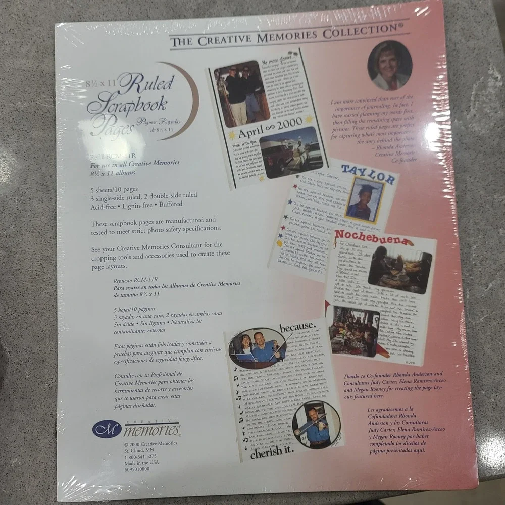 Creative Memories 8 1/2 x 11 White Ruled Refill Pages Scrapbook 2000